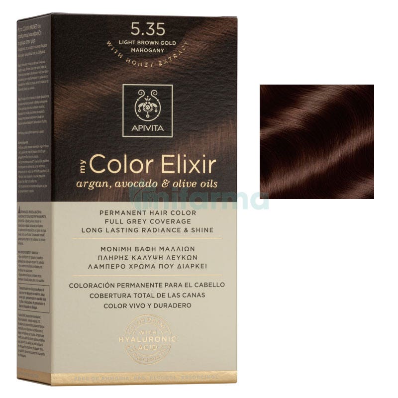 Tinte My Color Elixir Apivita N5.35 Castano Claro Dorado Caoba