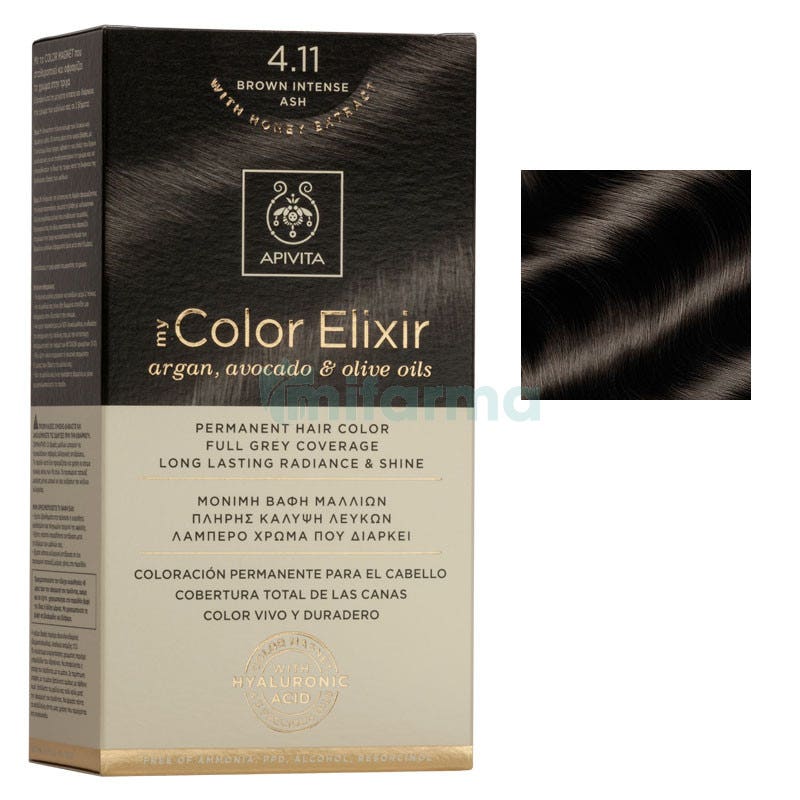 Tinte My Color Elixir Apivita N4.11 Castano Ceniza Intenso