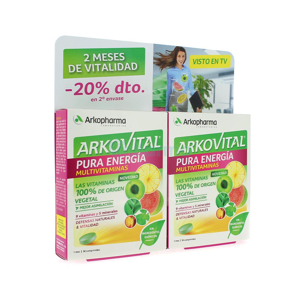 Arkopharma Arkovital Multivitaminico Pura Energia 30 Comprimidos 30 Comprimidos DUPLO