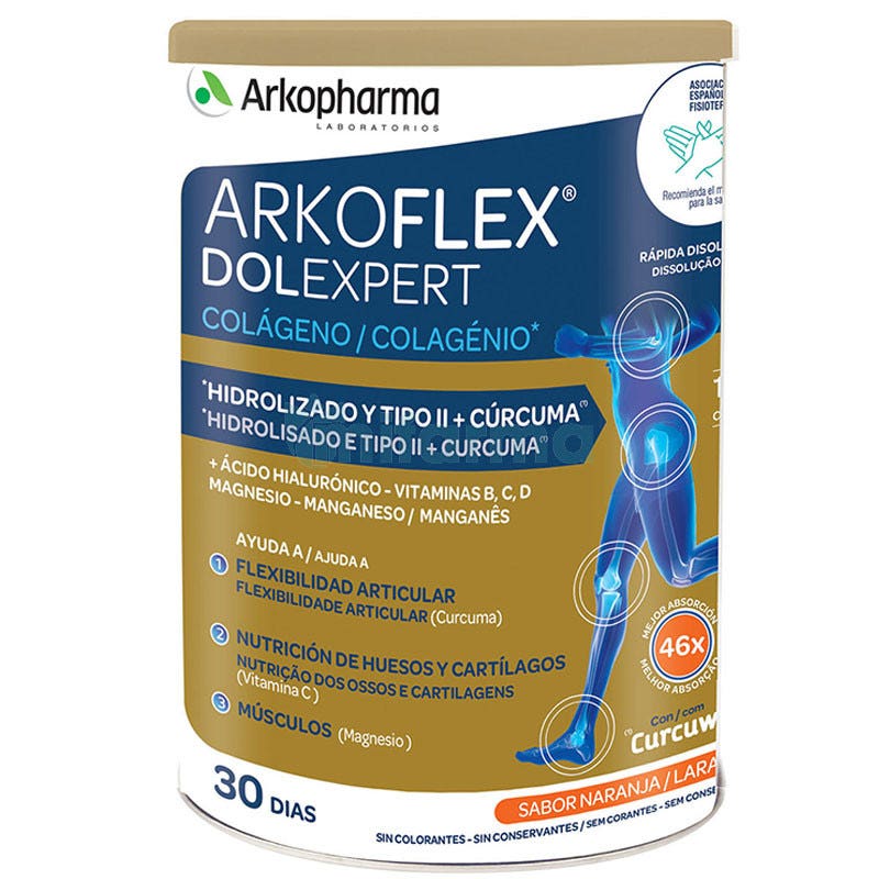 ArkoFlex Colageno Hidrolizado y Curcuma Sabor Naranja 390g
