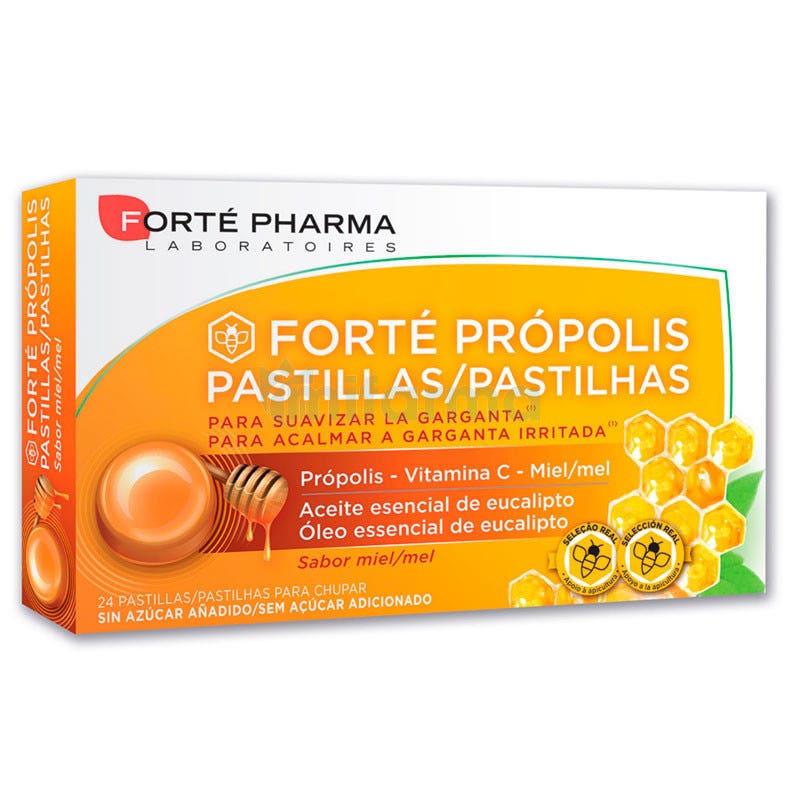 Pastillas Propolis y Vitamina C Sabor Miel Forte Pharma 24Uds