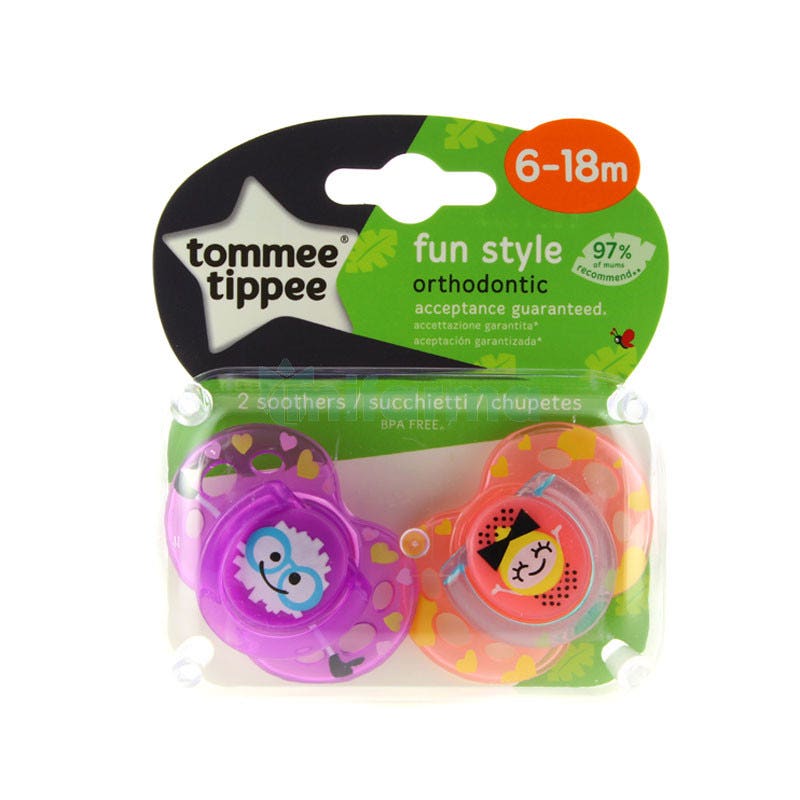 Tommee Tippee Chupetes Fun Style 6-18m Silicona Lila y Rosa