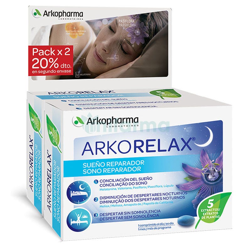 Arkorelax Sueno Reparador Arkopharma 30 Comprimidos DUPLO