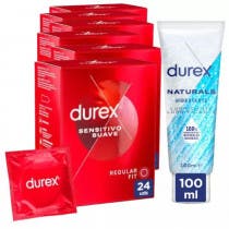 Durex Lubricante Natural Hidratante 100 ml Preservativos Sensitivo Suave 6x24 uds