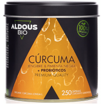 Aldous Bio Curcuma con Jengibre y Pimienta Negra con Probioticos 250 Capsulas